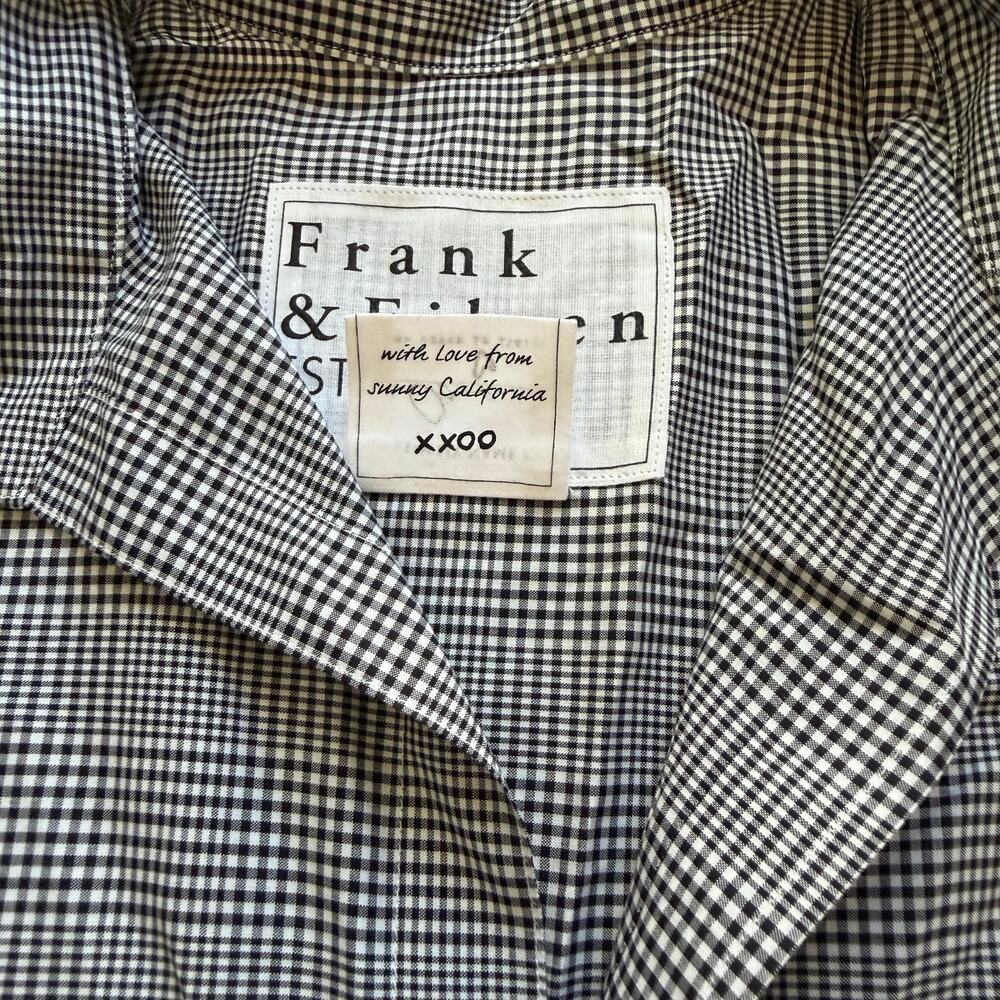 Frank & Eileen Oona Continuous Sleeve Button Up Shirt Black White Plaid Size M - Picture 3 of 9